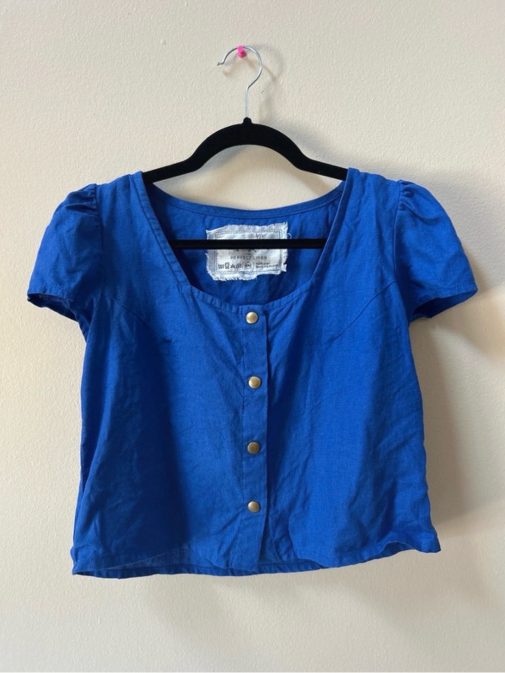 Not Perfect Linen Anya top in Cobalt